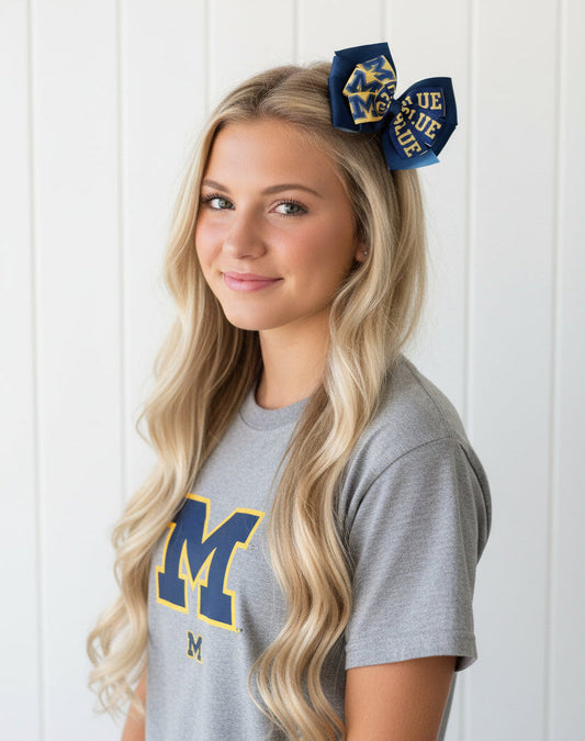 Collegiate Hair Bow, Michigan, Wolverine, University