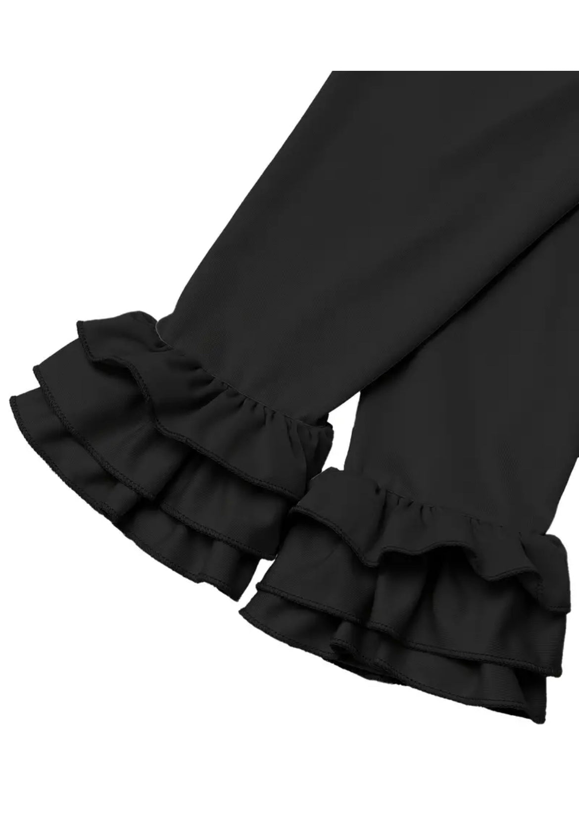 Black Ruffle Leggings, kids, clothing, pants, girls, 3T/4T