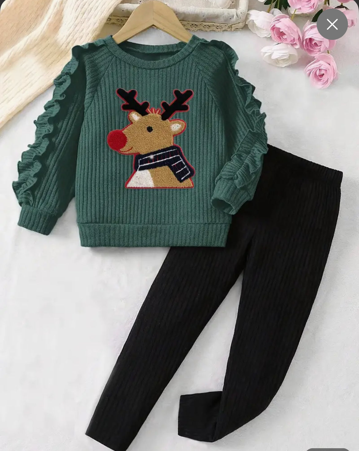 Ruffle Reindeer Ribbed Knit Outfit, girls, kids, holiday, leggings / DAY 12 of 12 Days of Deals