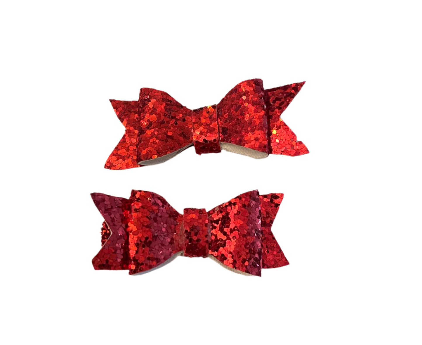 Red Sequin Mini Hair Bow Set, clip, girl, toddler, Glitter, holiday