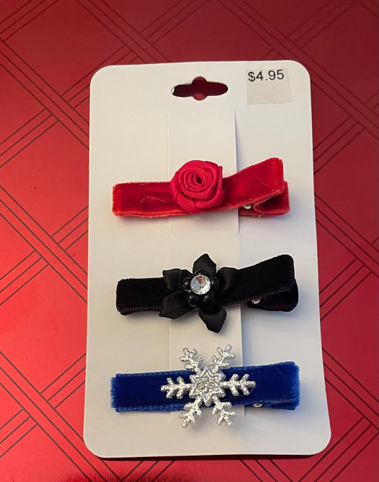 Velvet Clip Set, girl, toddler, holiday, rose, snowflake / DAY 12 of 12 Days of Deals