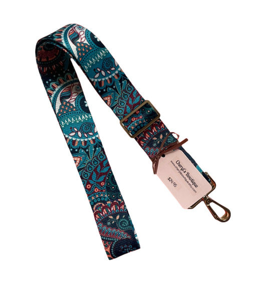 Turquoise Boho Print Purse/Instrument Strap, Crossbody, Violin, Gift