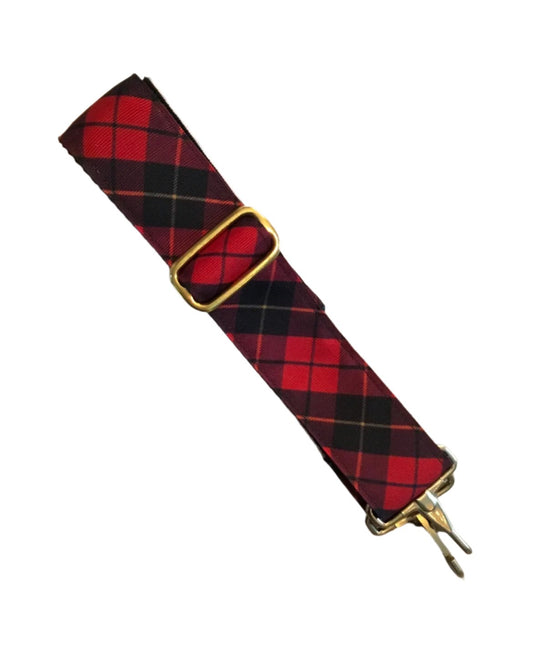 Red Plaid Purse/Instrument Strap, Crossbody, Violin, Gift