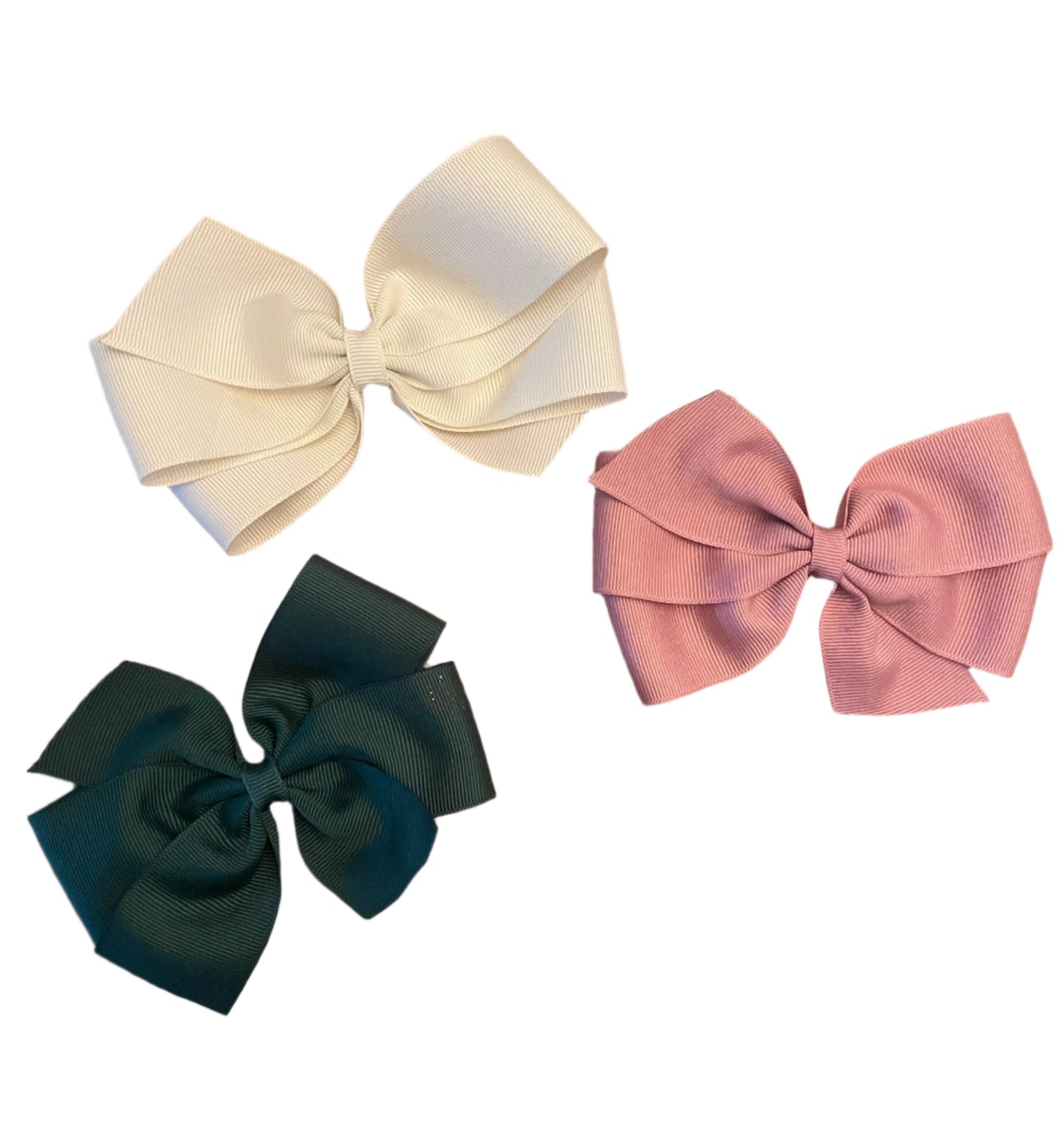 Jewel Tone Hair Bows, Emerald, Cream, Rose, Girl, clip, Back to School, holiday