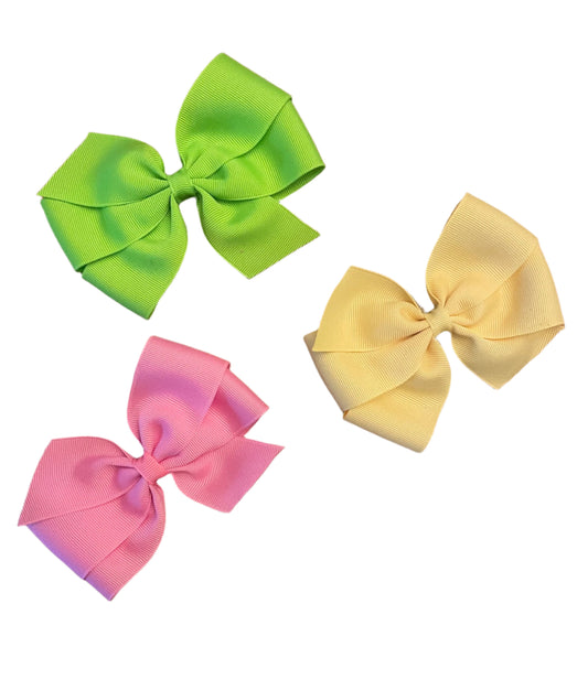 Bright Color Hair Bows, Lime, Pixie Pink, Banana, Girl, clip, Back to School, holiday