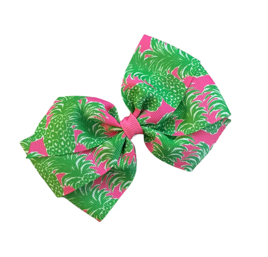 Pineapple Preppy Hair Bow, Sailboats, girl, clip, flamenco