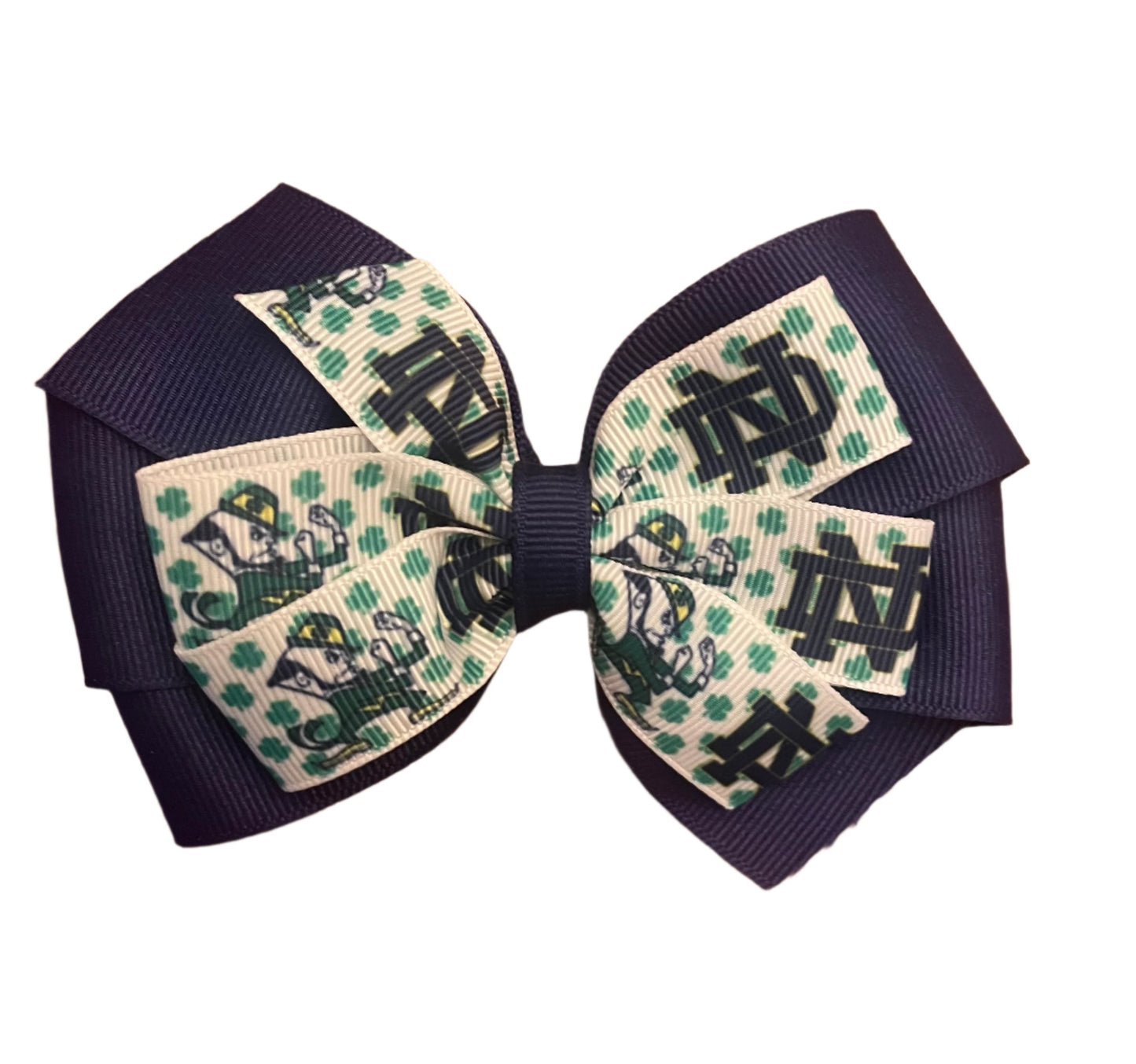 Collegiate Double Hair Bow, University, Notre Dame- Blue