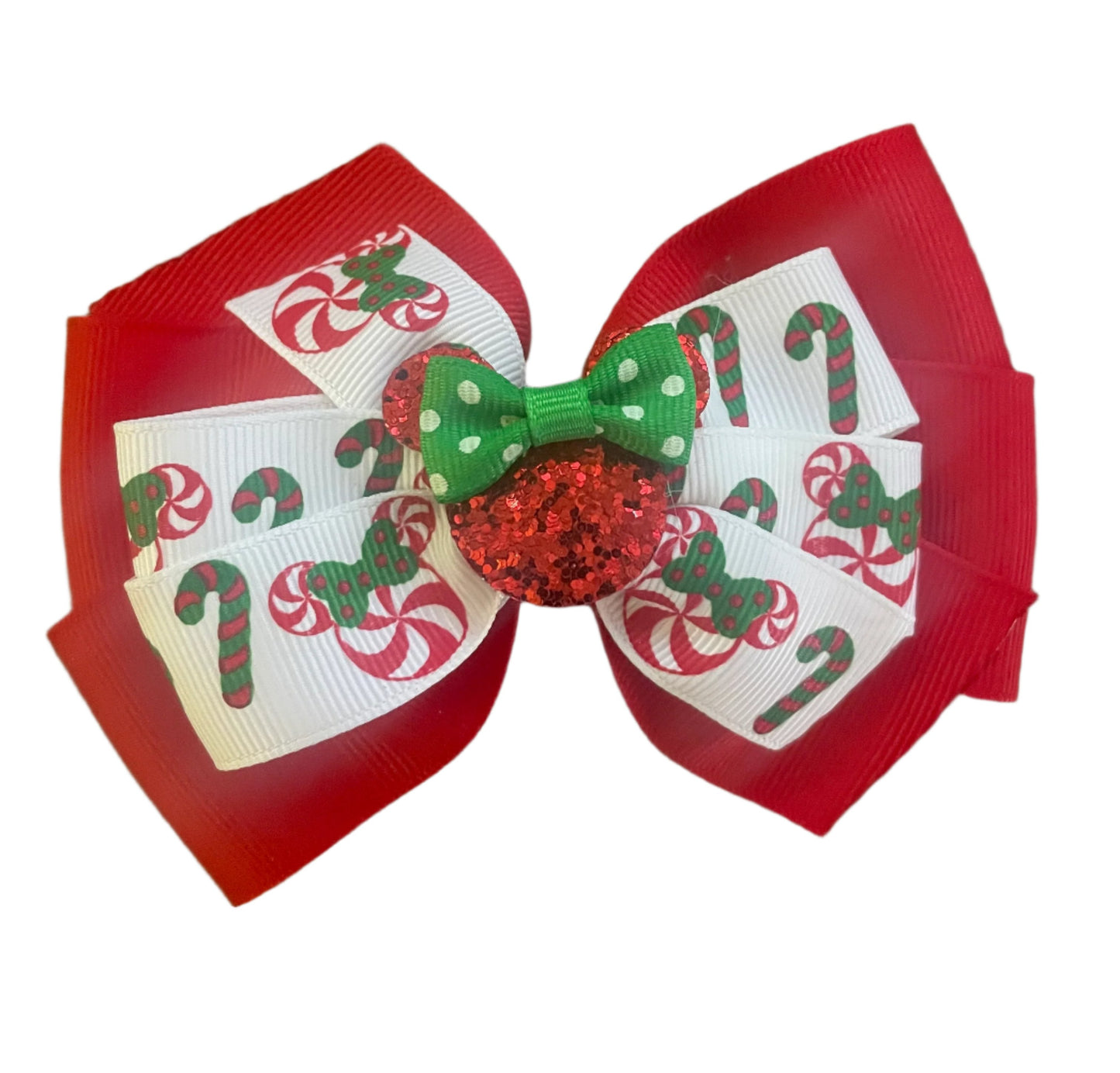 Peppermint Mouse Holiday Hair Bow, Minnie, kids, clip / DAY 12 of 12 Days of Deals