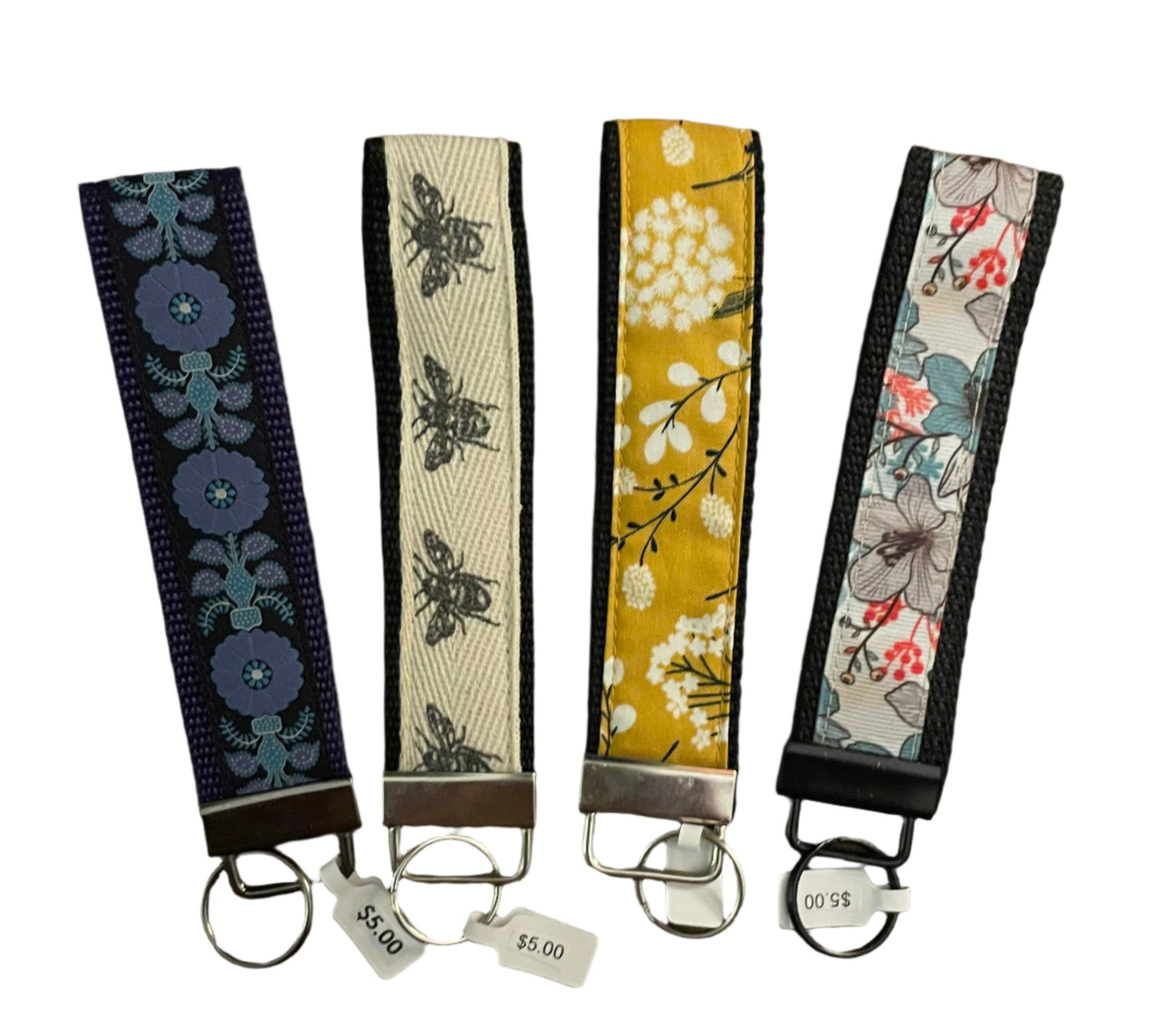 Bees and Flowers Key Fobs, wristlet, purse, keychain