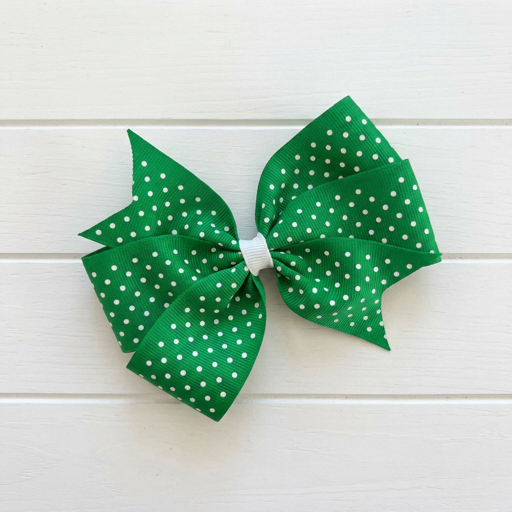 Green Swiss Dot Hair Bow, girl, holiday