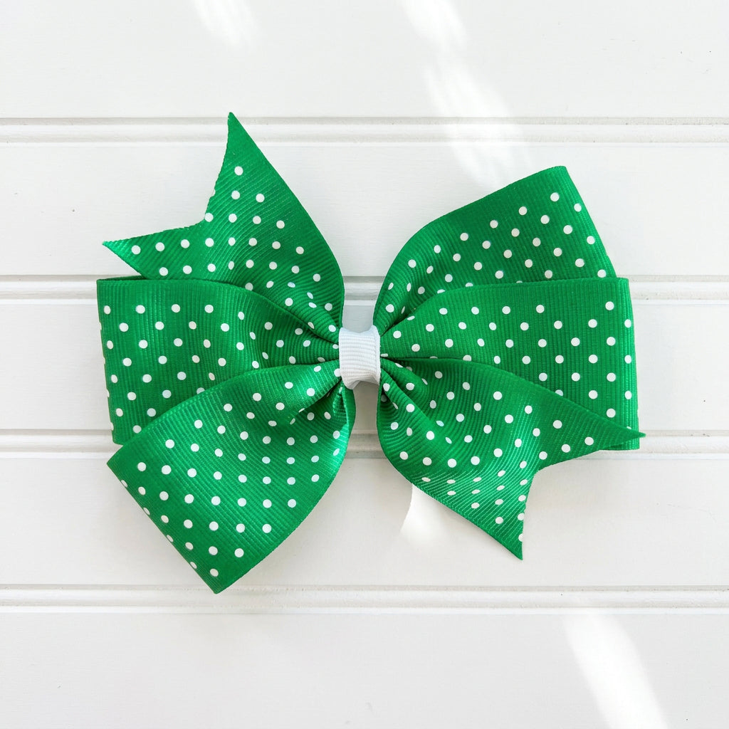Green Swiss Dot Hair Bow, girl, holiday